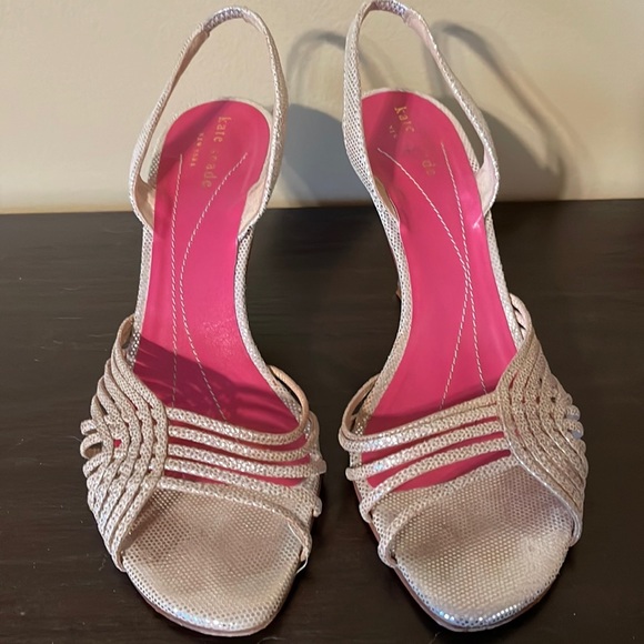 Kate Spade Leather Glitter Accents Slingback Sandals - Picture 2 of 4